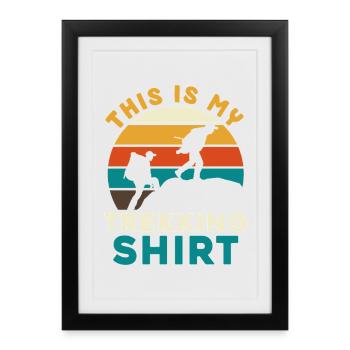 Chemise de trekking avec silhouettes de coucher de soleil - Affiche encadrée (27 × 37 cm) - noir - Devant