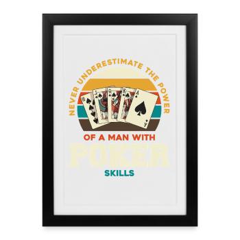 Pouvoir du poker : Homme aux compétences en poker - Affiche encadrée (27 × 37 cm) - noir - Devant