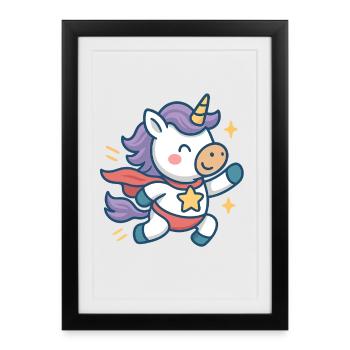Petit héros licorne, parti à l’aventure - Affiche encadrée (27 × 37 cm) - noir - Devant