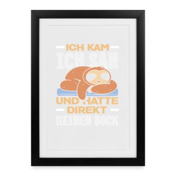 Drôle de paresseux sans motivation - Affiche encadrée (27 × 37 cm) - noir - Devant