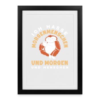 I hate morning people coffee sloth - Framed poster (27 × 37 cm) - black - Front