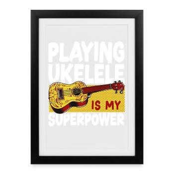 Hawaiian Ukulele Uke Playing - Gerahmtes Poster (27 × 37 cm) - Schwarz - Vorne