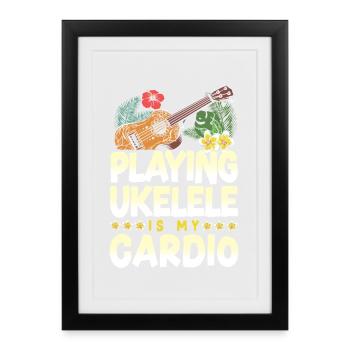 Hawaiian Ukulele Uke Playing - Gerahmtes Poster (27 × 37 cm) - Schwarz - Vorne