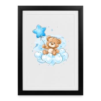 Doudy sur le ballon des nuages - Affiche encadrée (27 × 37 cm) - noir - Devant