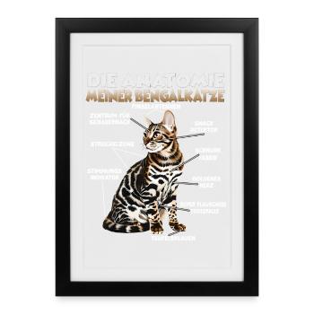 Bengali T | Propriétaire de chats Bengal Chats Bengal - Affiche encadrée (27 × 37 cm) - noir - Devant