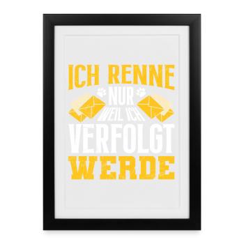 Facteur : JE NE COURS QUE QUAND ON ME SUIT - Affiche encadrée (27 × 37 cm) - noir - Devant