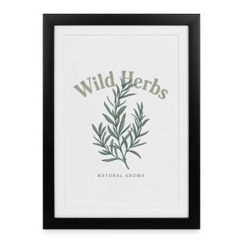 Herbes sauvages – Herbes naturelles - Affiche encadrée (27 × 37 cm) - noir - Devant