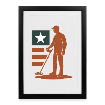 Metal Detecting Treasure Hunt Star Design - Framed poster (27 × 37 cm) - black - Front