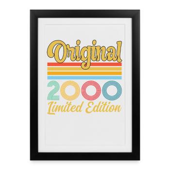 Anniversaire 2000 Original Vintage Rétro Cadeau - Affiche encadrée (27 × 37 cm) - noir - Devant