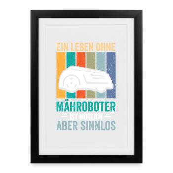 Une vie sans tondeuses robotiques - Affiche encadrée (27 × 37 cm) - noir - Devant