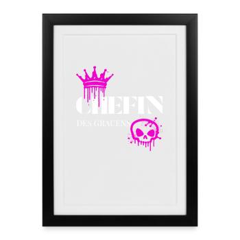 Chefin des Grauens – Witziger Frauen Spruch - Framed poster (27 × 37 cm) - black - Front