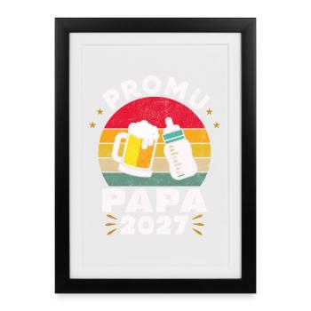 Promu Futur Papa 2027 Homme Annonce Grossesse - Affiche encadrée (27 × 37 cm) - noir - Devant