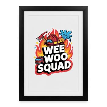Divertissement en voiture de camion de pompiers de la Wee Woo Squad - Affiche encadrée (27 × 37 cm) - noir - Devant
