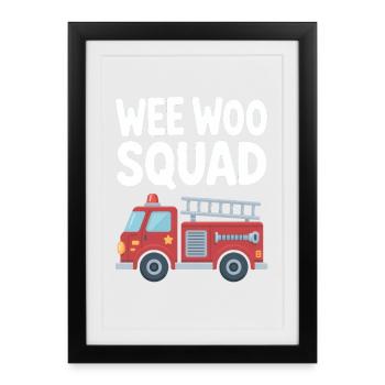Wee Woo Squad Fire Truck Car Fun - Framed poster (27 × 37 cm) - black - Front