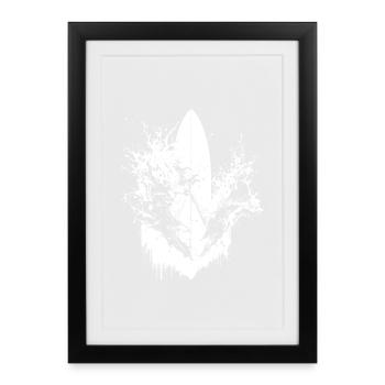 Surf dynamique Illustration Surf Surf - Affiche encadrée (27 × 37 cm) - noir - Devant