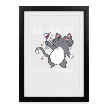 The situation is drunken, cat - Framed poster (27 × 37 cm) - black - Front