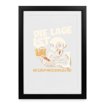 The situation is drunken, skeleton - Framed poster (27 × 37 cm) - black - Front