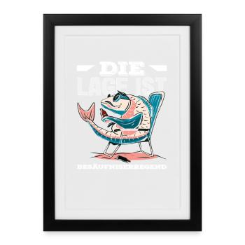 The location is drunken fish - Framed poster (27 × 37 cm) - black - Front