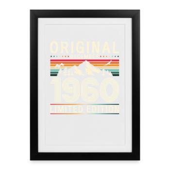 65ème Anniversaire Original Décembre Millésime 1960 - Affiche encadrée (27 × 37 cm) - noir - Devant