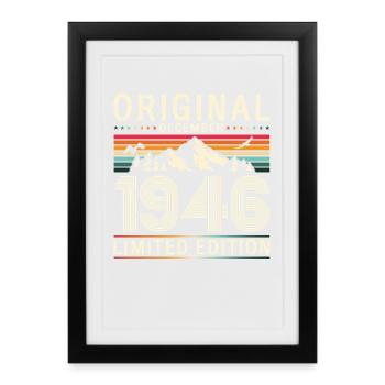 80e anniversaire Original Décembre Né en 1946 - Affiche encadrée (27 × 37 cm) - noir - Devant