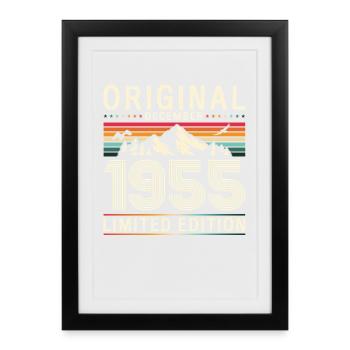 70e anniversaire Original Décembre Né en 1955 - Affiche encadrée (27 × 37 cm) - noir - Devant