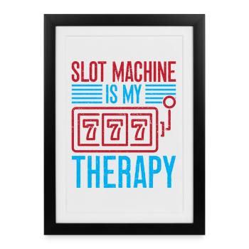 La machine à sous Gambling Fan est mon casino thérapeutique - Affiche encadrée (27 × 37 cm) - noir - Devant