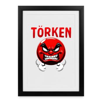 Drôle Dire Törken Dessin animé Drôle Dinde Mème - Affiche encadrée (27 × 37 cm) - noir - Devant