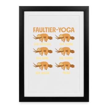 Cadeau sportif de routine de yoga paresseux - Affiche encadrée (27 × 37 cm) - noir - Devant