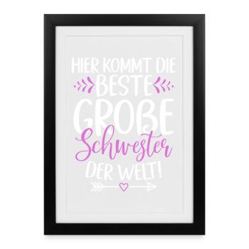 Voici la meilleure grande sœur du monde - Affiche encadrée (27 × 37 cm) - noir - Devant