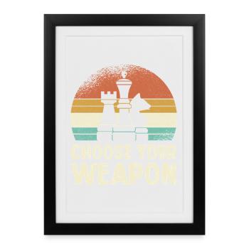 Chess Weapon Retro Print - Framed poster (27 × 37 cm) - black - Front