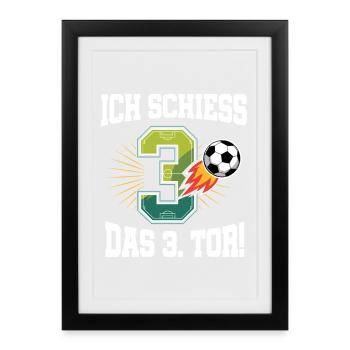 Je tire le 3e but drôle pour le football du 3e anniversaire - Affiche encadrée (27 × 37 cm) - noir - Devant