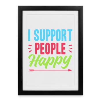 Citation d’assistant social : Soutenir les gens pour une vie sociale heureuse - Affiche encadrée (27 × 37 cm) - noir - Devant