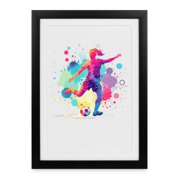 Football, Football, Football, Football, Femme haute en couleur - Affiche encadrée (27 × 37 cm) - noir - Devant