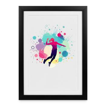 Joueur de volley, volley-ball, joueur de volley-ball - Affiche encadrée (27 × 37 cm) - noir - Devant