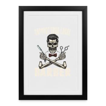 Coiffeur Salon Coiffeur Coiffeur Cadeaux - Affiche encadrée (27 × 37 cm) - noir - Devant