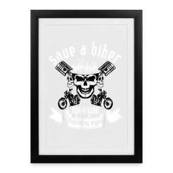 Biker Skull Motors Rally - Framed poster (27 × 37 cm) - black - Front