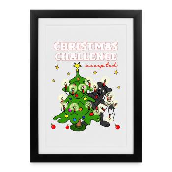 Christmas Challenge Accepts Dog - Framed poster (27 × 37 cm) - black - Front
