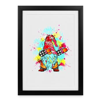 DABBING GNOME Graffiti Tendance de Noël Drôle - Affiche encadrée (27 × 37 cm) - noir - Devant