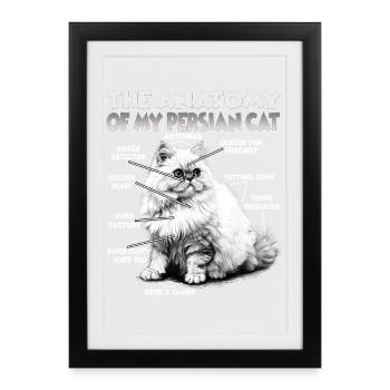 Motifs de chats mignons et de femmes Dit des chats - Affiche encadrée (27 × 37 cm) - noir - Devant