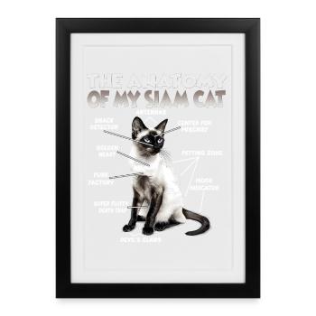 Cadeau des chats siamois pour les amoureux des chats Maman des chats - Affiche encadrée (27 × 37 cm) - noir - Devant