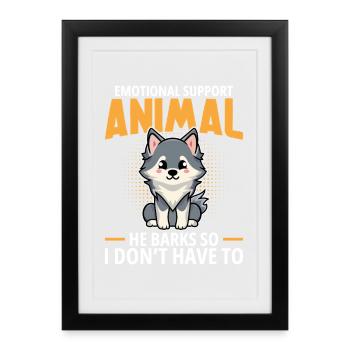 Harnais pour chien Pomsky Lover pour peluche Pomsky - Affiche encadrée (27 × 37 cm) - noir - Devant
