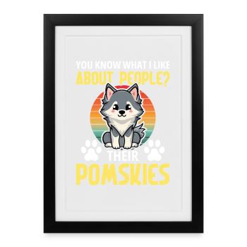 Pomsky Dog Lover Friandises Harnais Pomsky en peluche - Affiche encadrée (27 × 37 cm) - noir - Devant