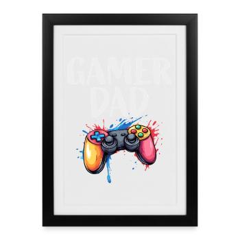 Projecteur de manette Gamer Dad - Affiche encadrée (27 × 37 cm) - noir - Devant