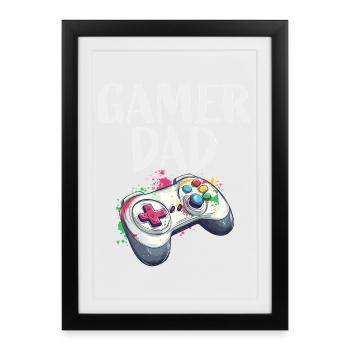 Gamer Dad Controller Splash - Framed poster (27 × 37 cm) - black - Front