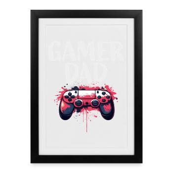Art de manette Gamer Dad - Affiche encadrée (27 × 37 cm) - noir - Devant