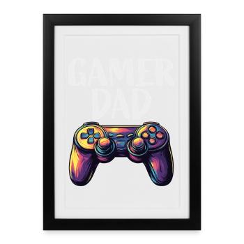 Gamer Dad Controller Motif - Framed poster (27 × 37 cm) - black - Front