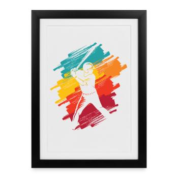 Colorful Baseball Player Kids Men Baseball Players - Framed poster (27 × 37 cm) - black - Front