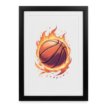 Joueurs de basket-ball Joueurs de basketball Basketball masculin - Affiche encadrée (27 × 37 cm) - noir - Devant
