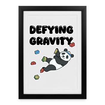 Chill Panda Climbing | Defying Gravity Bouldering - Framed poster (27 × 37 cm) - black - Front