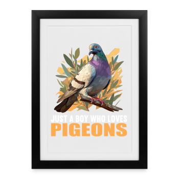 Pigeons Pigeon - Affiche encadrée (27 × 37 cm) - noir - Devant